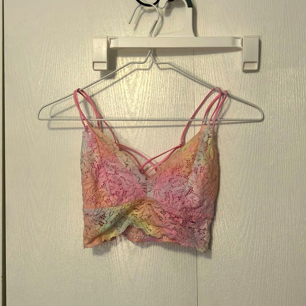 Rainbow Tie-dye lace lingerie bralette